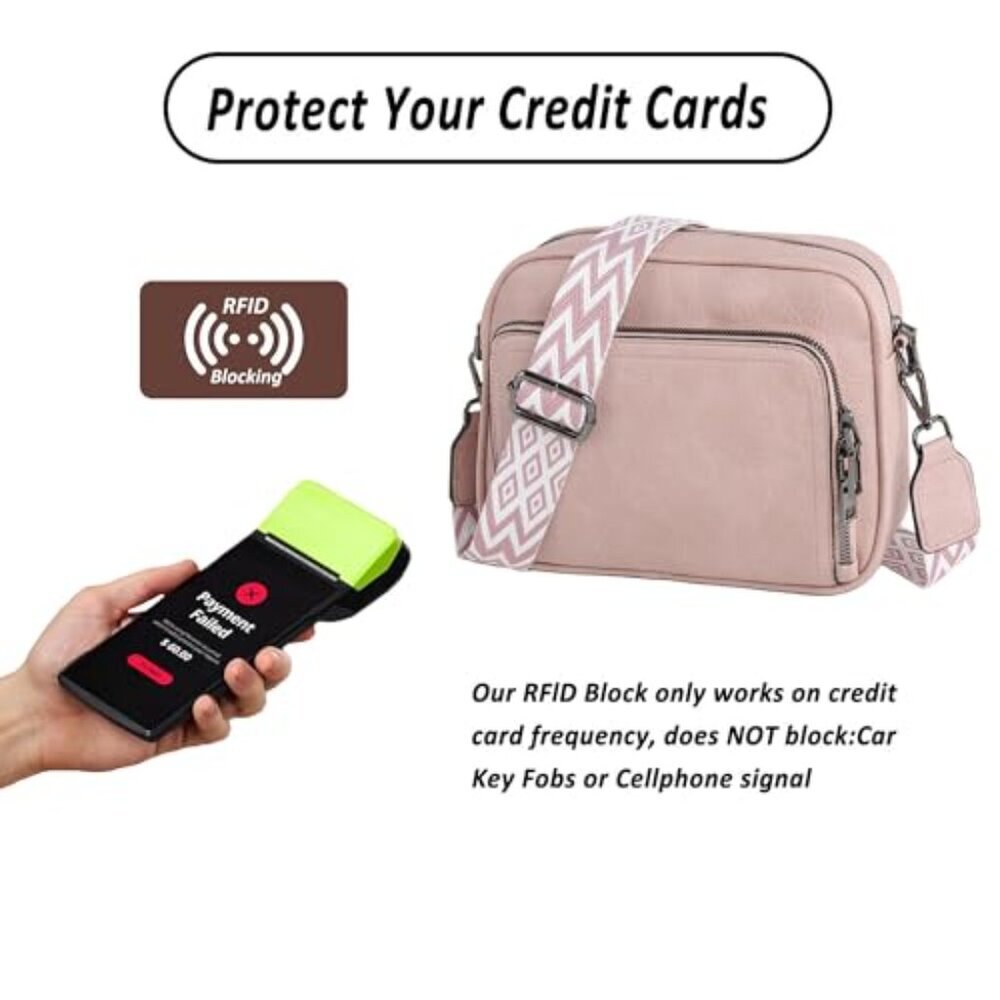 Leather Crossbody Bag with 8 Card Slots, Anti-Theft Design, Adjustable Strap - Picture 4 of 8